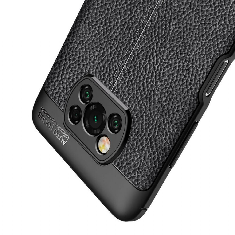 Hoesje voor Poco X3 / X3 Pro / X3 NFC Dubbele Lijn Litchi Leder Effect