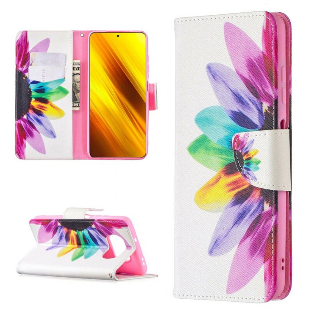 Leren Hoesje voor Poco X3 / X3 Pro / X3 NFC Aquarel Bloem