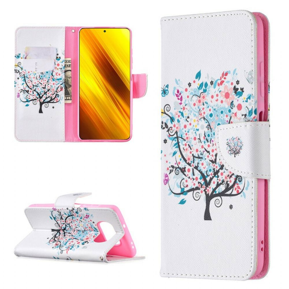 Leren Hoesje voor Poco X3 / X3 Pro / X3 NFC Bloemrijke Boom