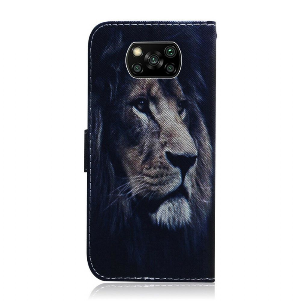 Leren Hoesje voor Poco X3 / X3 Pro / X3 NFC Droomende Leeuw