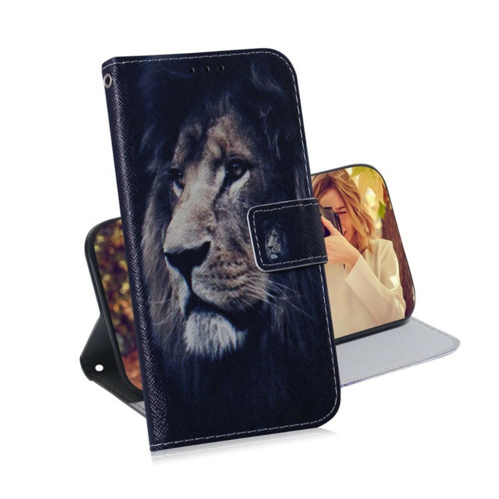 Leren Hoesje voor Poco X3 / X3 Pro / X3 NFC Droomende Leeuw