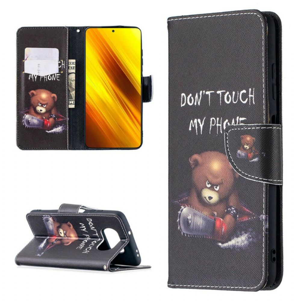 Leren Hoesje voor Poco X3 / X3 Pro / X3 NFC Gevaarlijke Beer