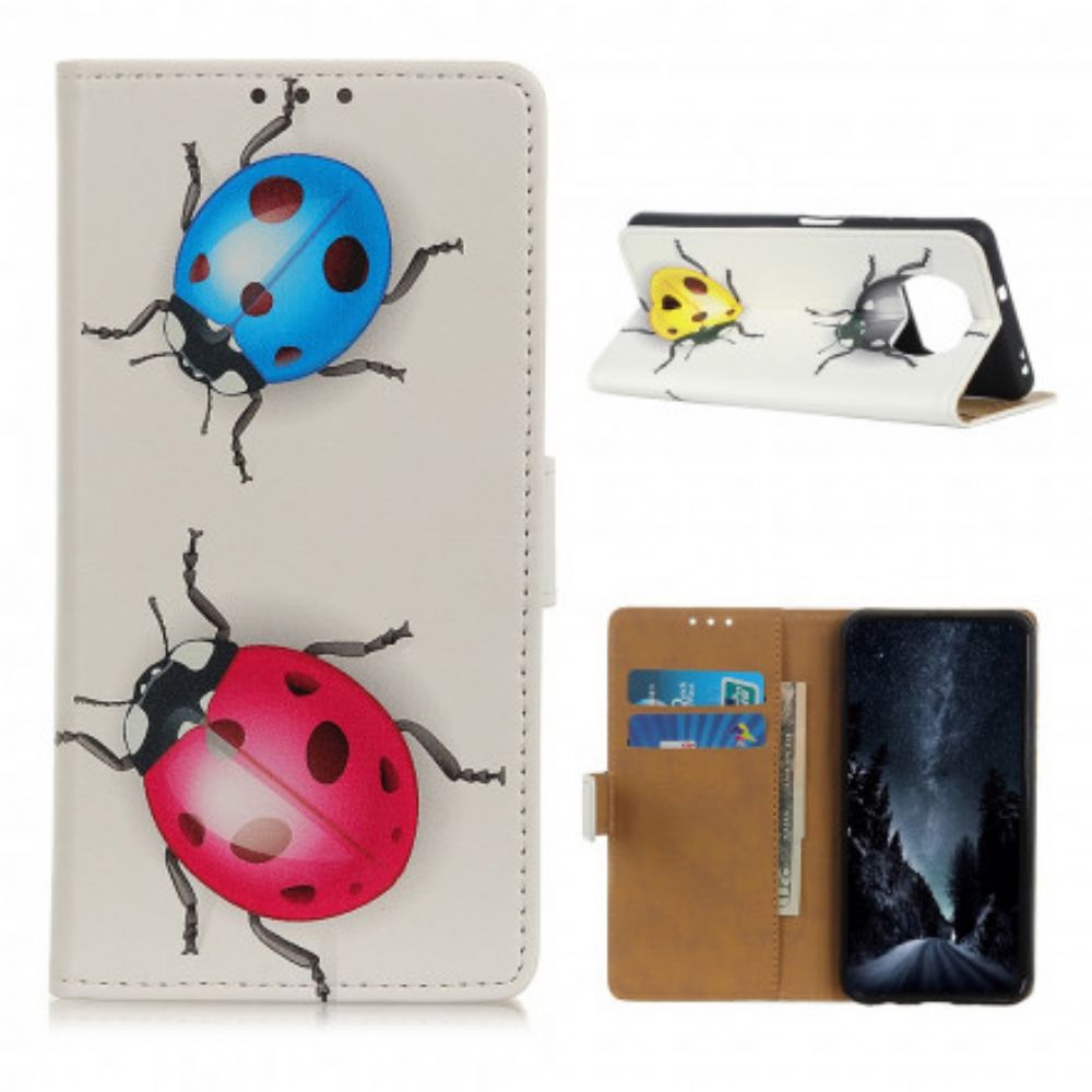 Leren Hoesje voor Poco X3 / X3 Pro / X3 NFC Lieveheersbeestjes