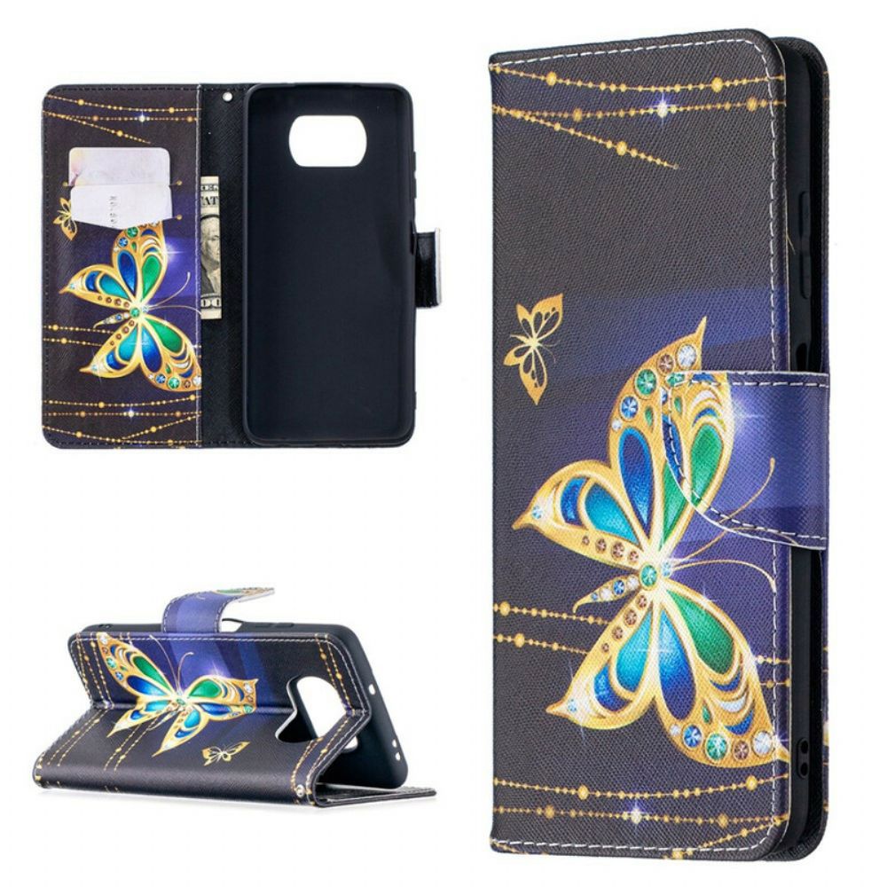 Leren Hoesje voor Poco X3 / X3 Pro / X3 NFC Magische Vlinders