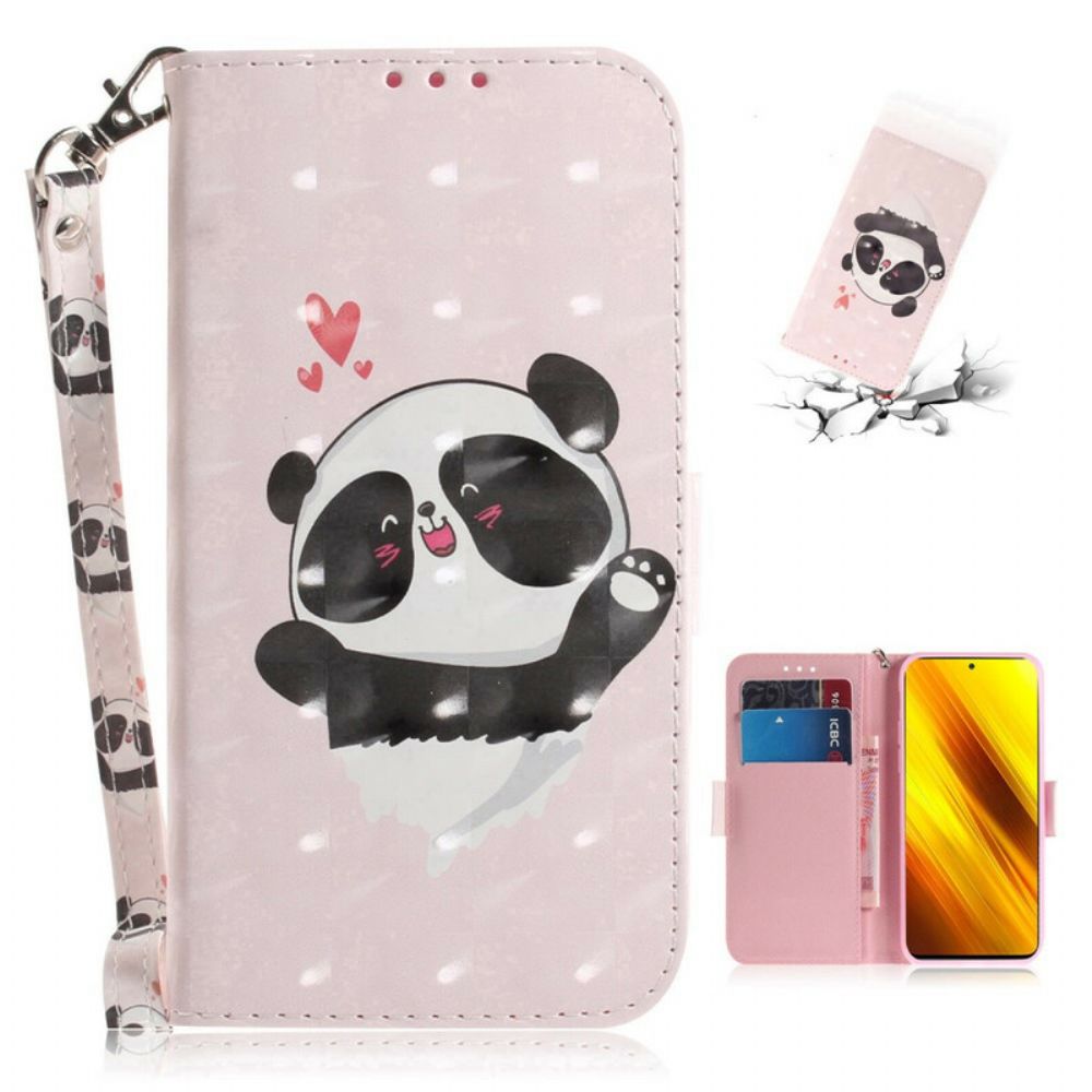 Leren Hoesje voor Poco X3 / X3 Pro / X3 NFC Met Ketting Thong Panda Liefde