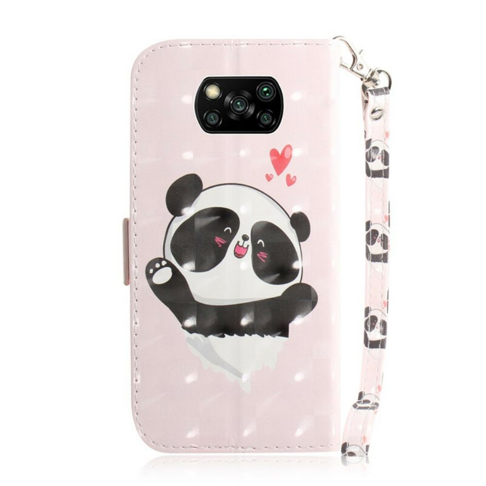 Leren Hoesje voor Poco X3 / X3 Pro / X3 NFC Met Ketting Thong Panda Liefde