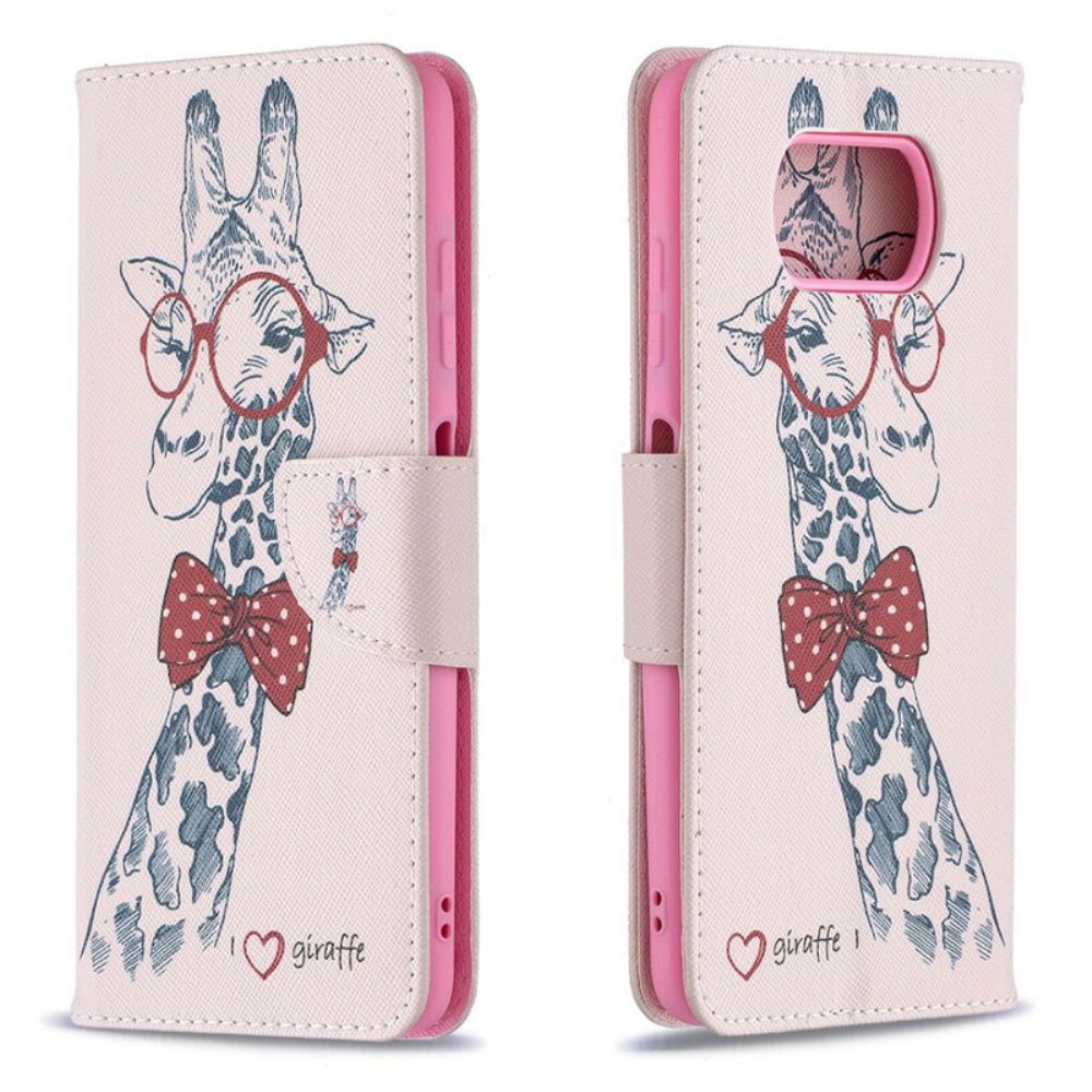 Leren Hoesje voor Poco X3 / X3 Pro / X3 NFC Nerdy Giraf