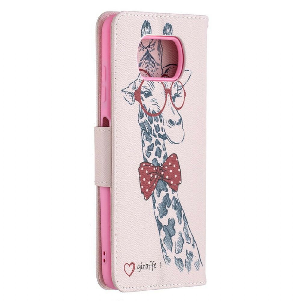 Leren Hoesje voor Poco X3 / X3 Pro / X3 NFC Nerdy Giraf