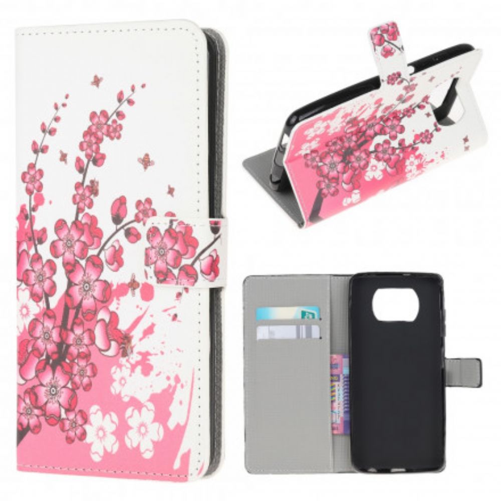 Leren Hoesje voor Poco X3 / X3 Pro / X3 NFC Tropische Bloemen