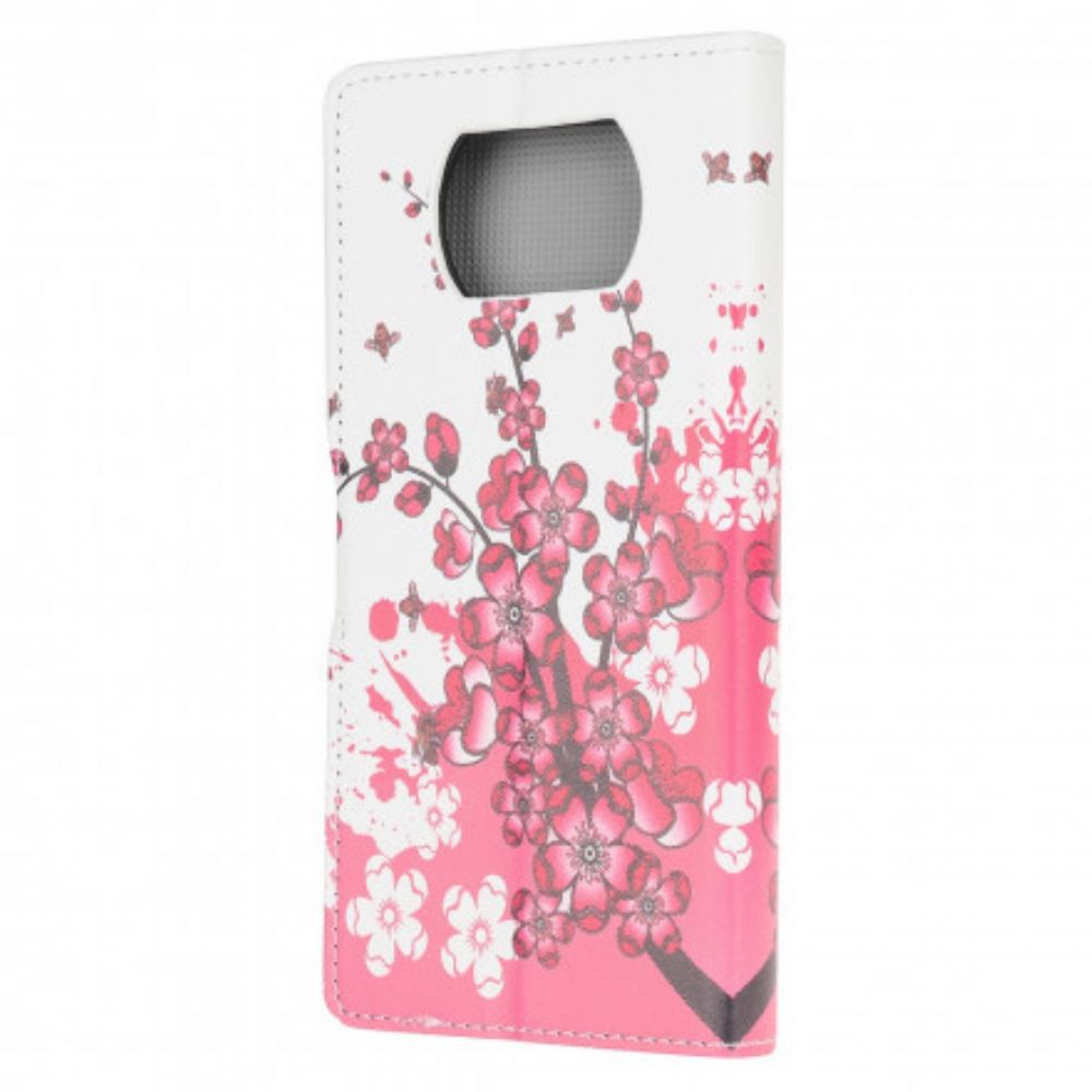 Leren Hoesje voor Poco X3 / X3 Pro / X3 NFC Tropische Bloemen