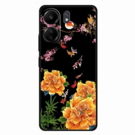 Cover Hoesje Poco C65 Telefoonhoesje Bloemen En Vissen