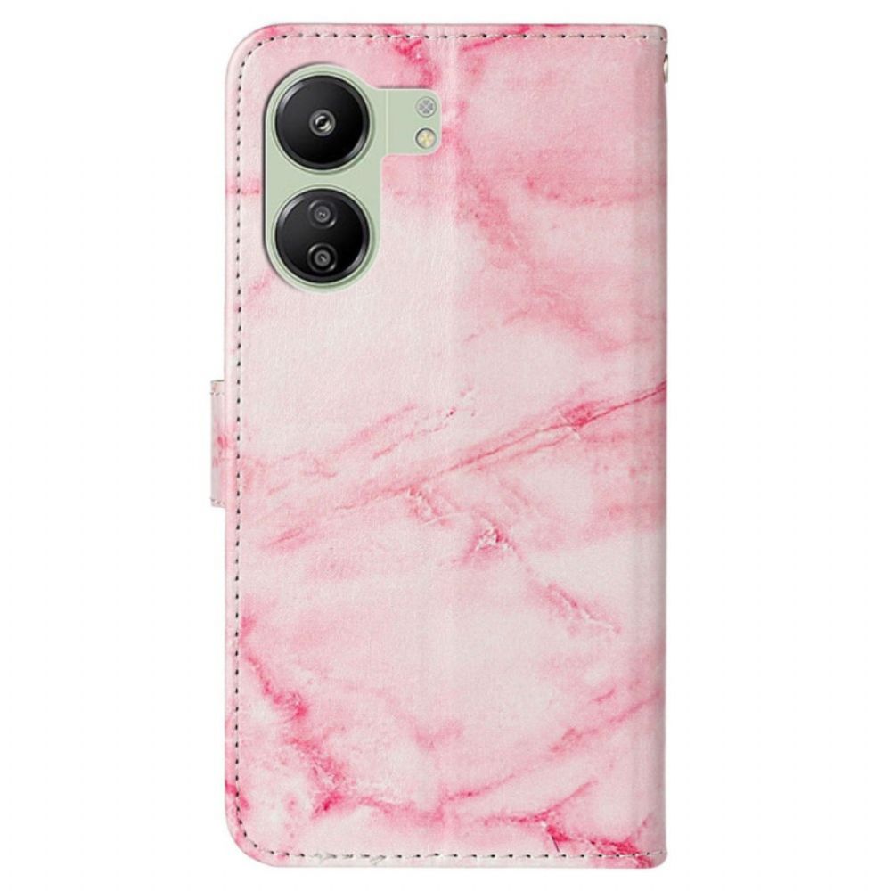 Flip Case Leren Poco C65 Roze Marmer