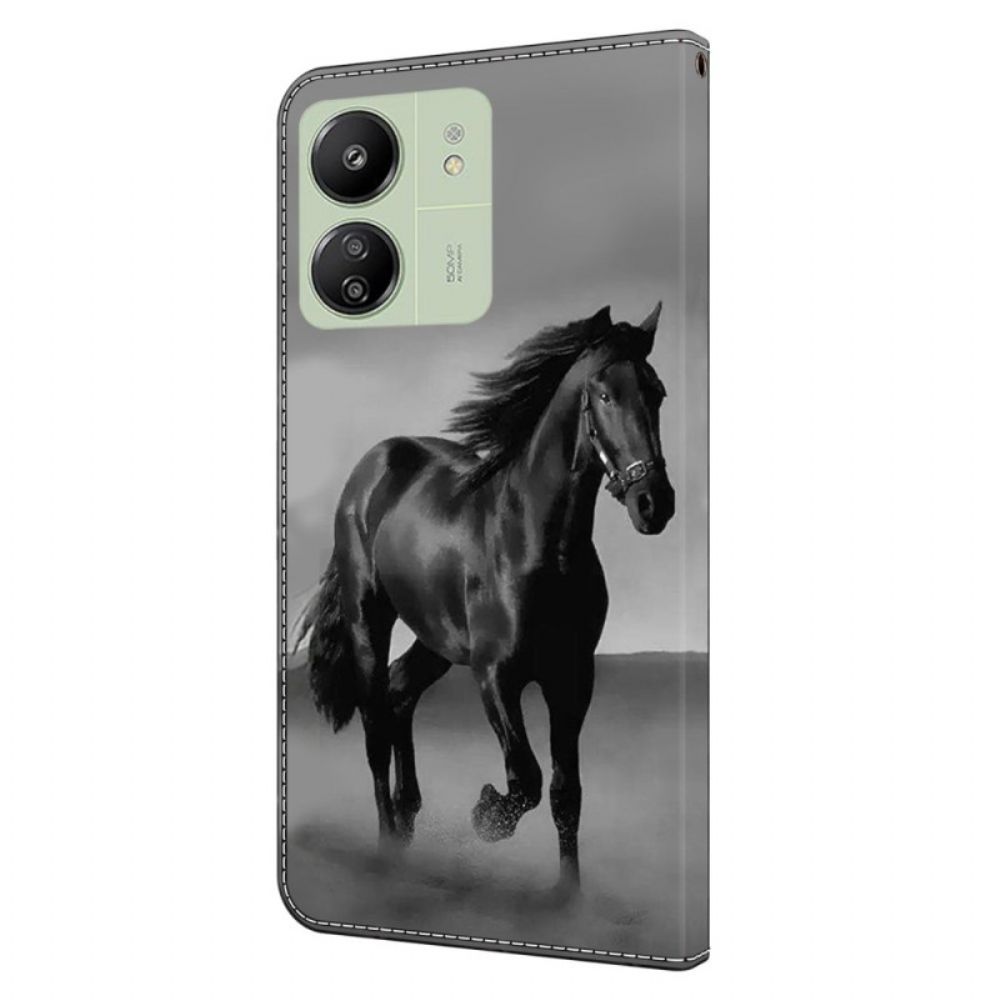 Folio-hoesje Poco C65 Telefoonhoesje Zwart Paard