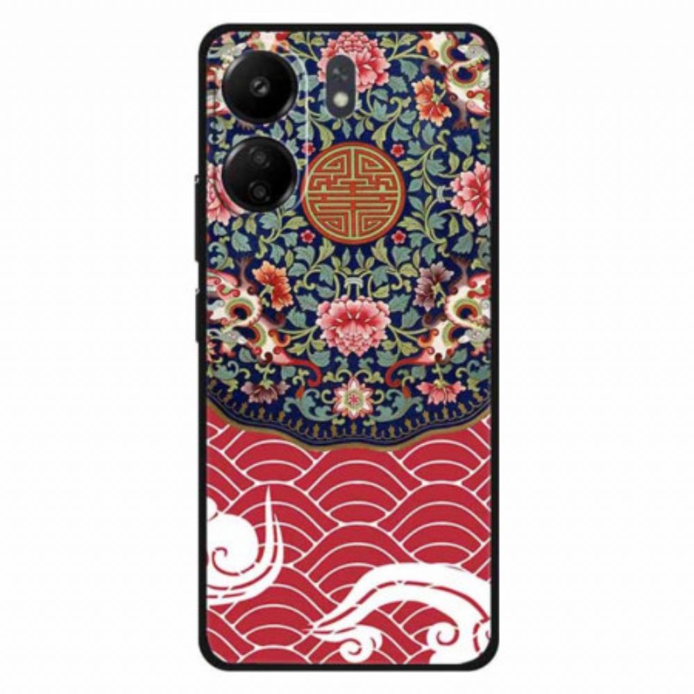 Hoesje Poco C65 Bloemen- En Drakenpatroon