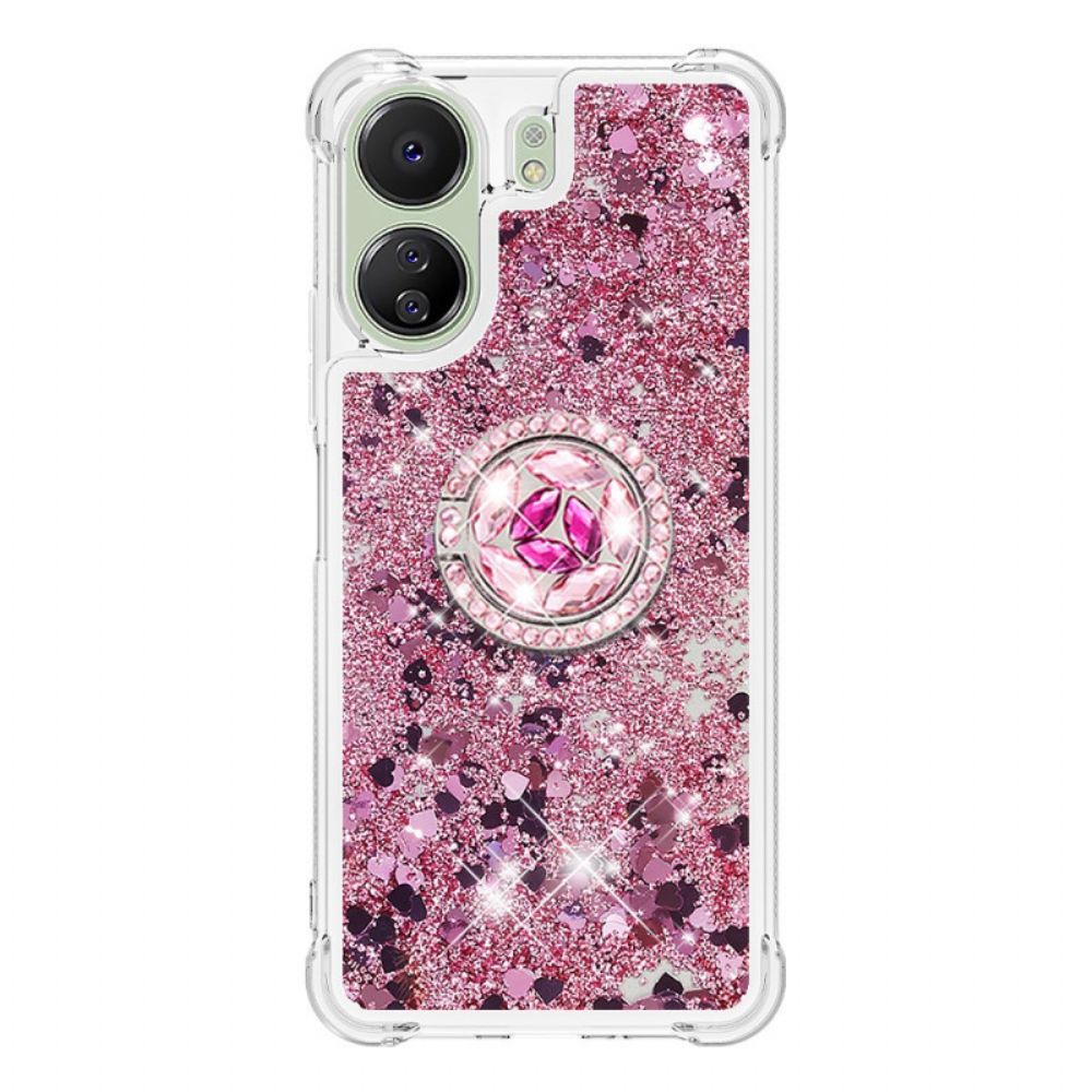 Hoesje Poco C65 Glitterringsteun Bescherming Hoesje