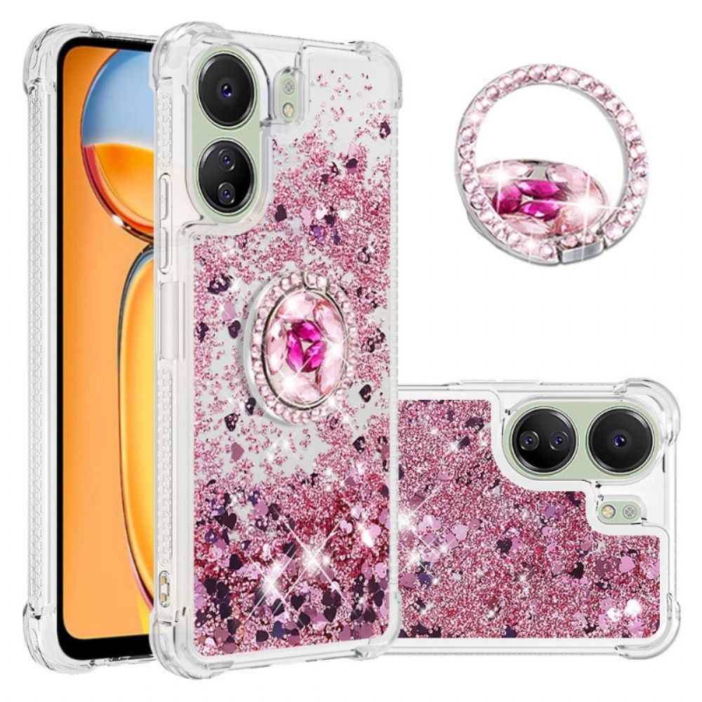 Hoesje Poco C65 Glitterringsteun Bescherming Hoesje