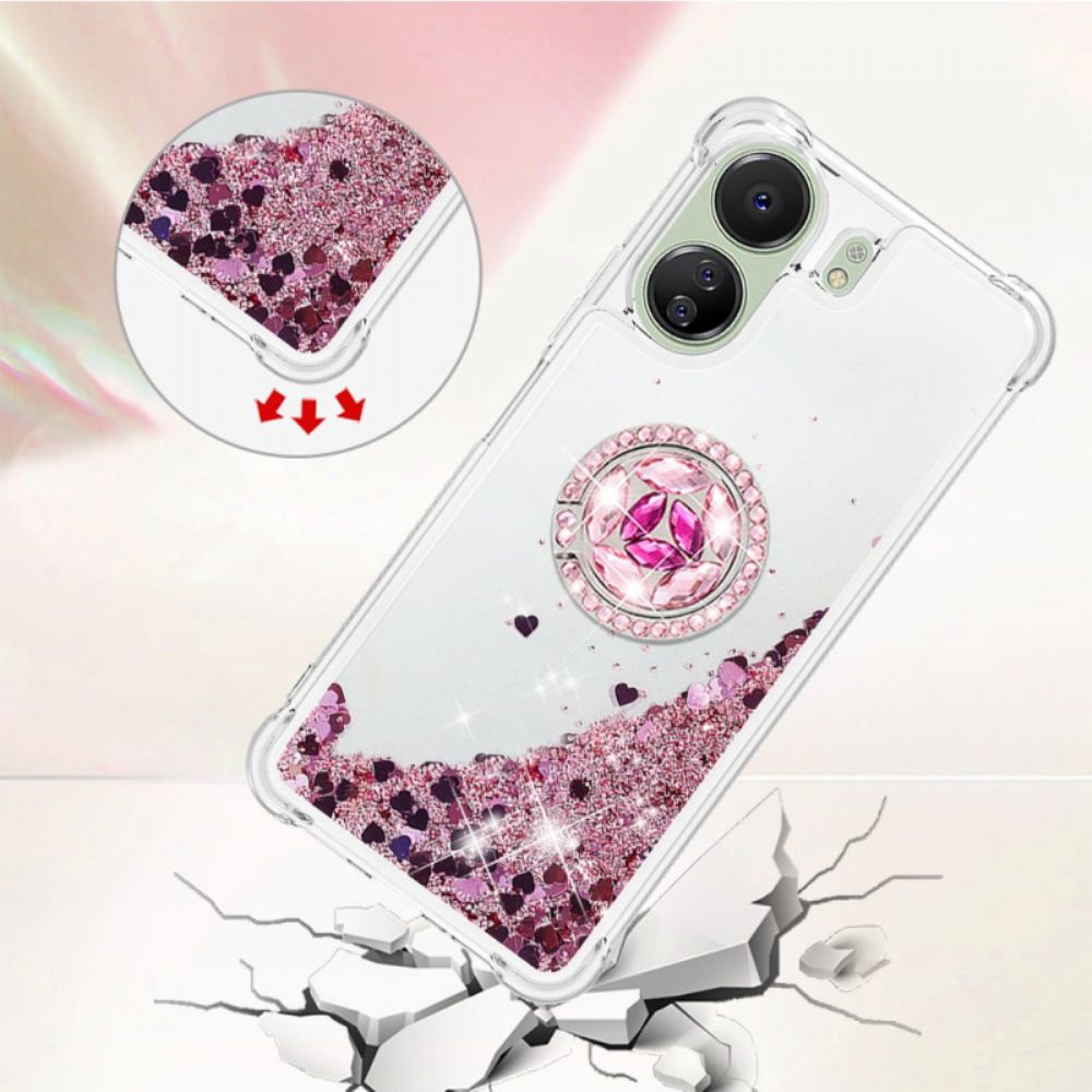 Hoesje Poco C65 Glitterringsteun Bescherming Hoesje