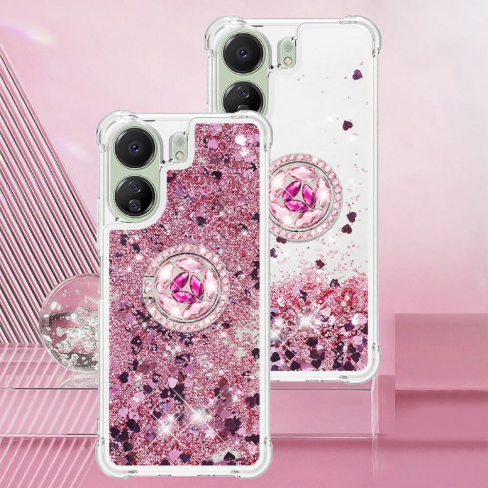 Hoesje Poco C65 Glitterringsteun Bescherming Hoesje