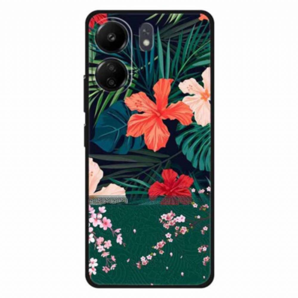 Hoesje Poco C65 Muur Van Bladeren En Bloemen