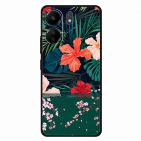 Hoesje Poco C65 Muur Van Bladeren En Bloemen