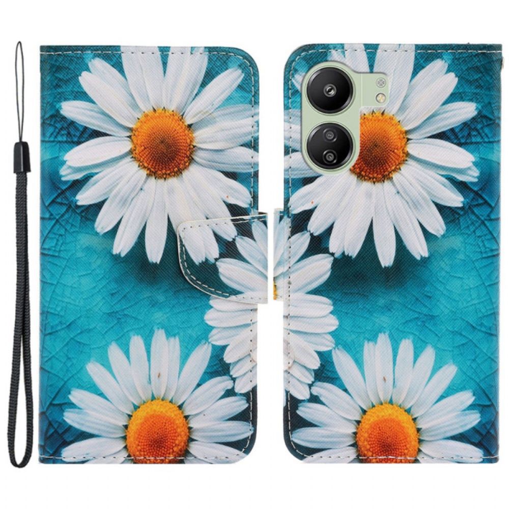 Leren Hoesje Poco C65 Bandchrysanten Bescherming Hoesje