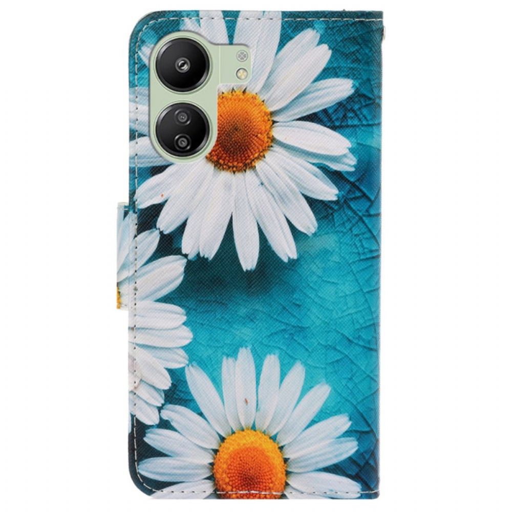 Leren Hoesje Poco C65 Bandchrysanten Bescherming Hoesje