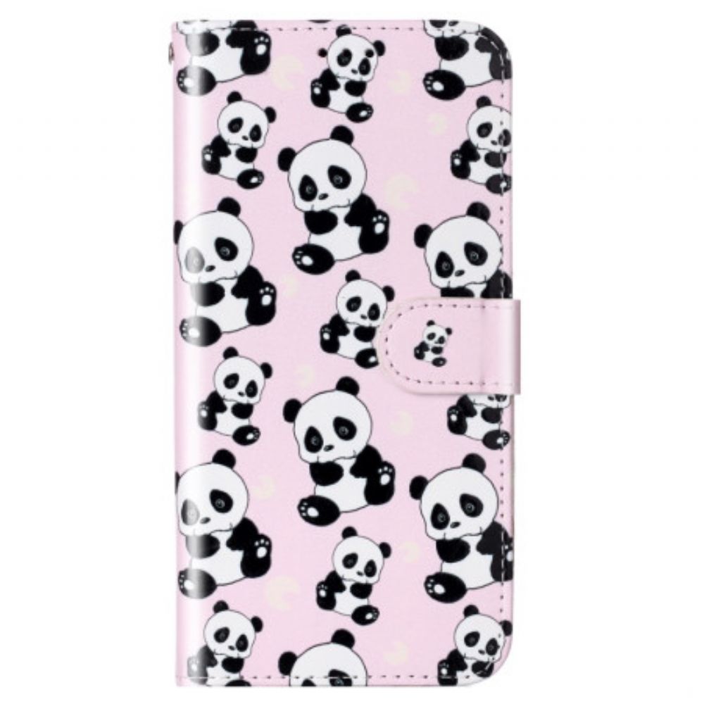 Leren Hoesje Poco C65 Panda's Patroon Met Riem