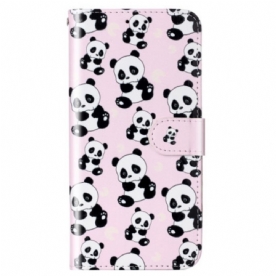 Leren Hoesje Poco C65 Panda's Patroon Met Riem