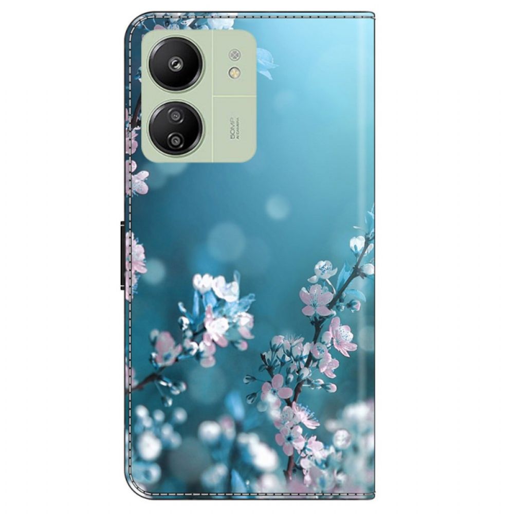 Leren Hoesje Poco C65 Pruimenbloesems Bescherming Hoesje