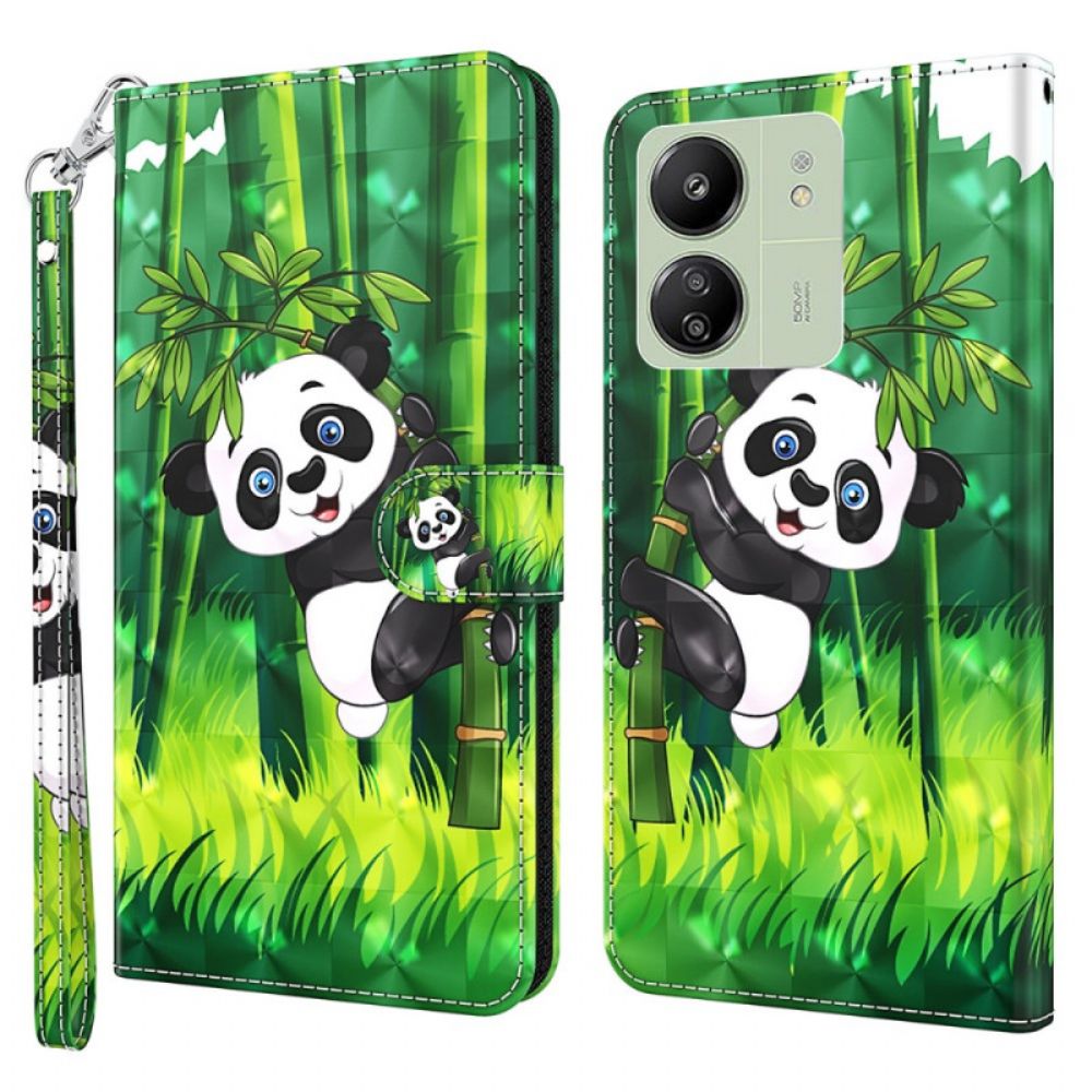 Leren Hoesje Voor Poco C65 Bamboe Panda Met Riem