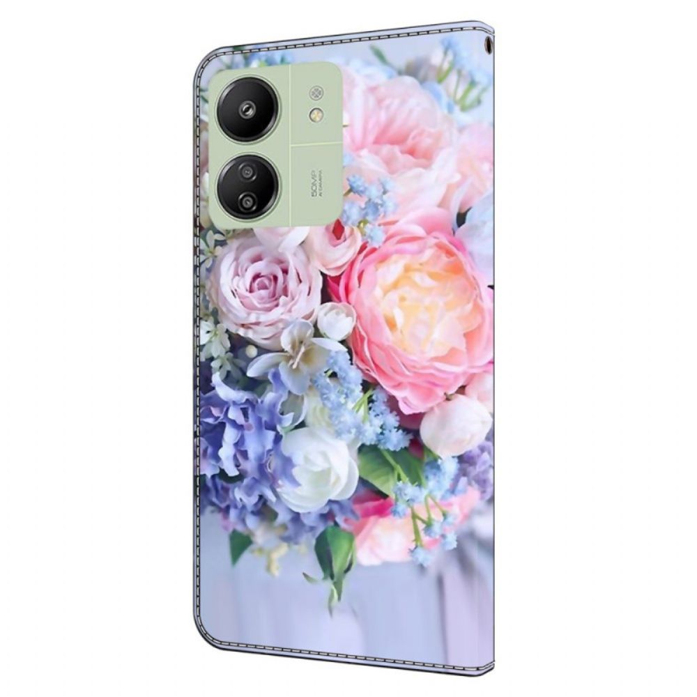 Leren Hoesje Voor Poco C65 Kleurrijke Bloemen