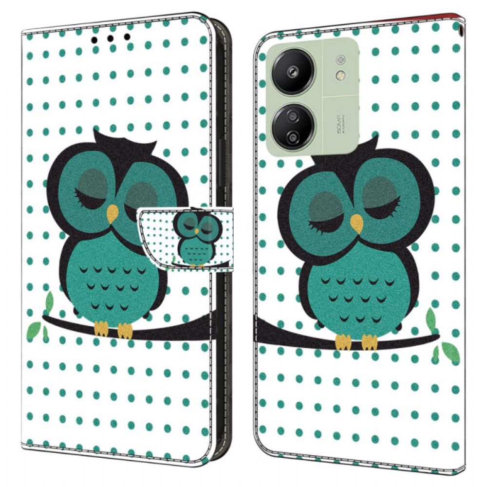 Leren Hoesje Voor Poco C65 Slapende Uil