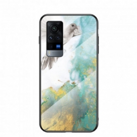 Hoesje voor Vivo X60 Pro Marmer Kleuren Gehard Glas