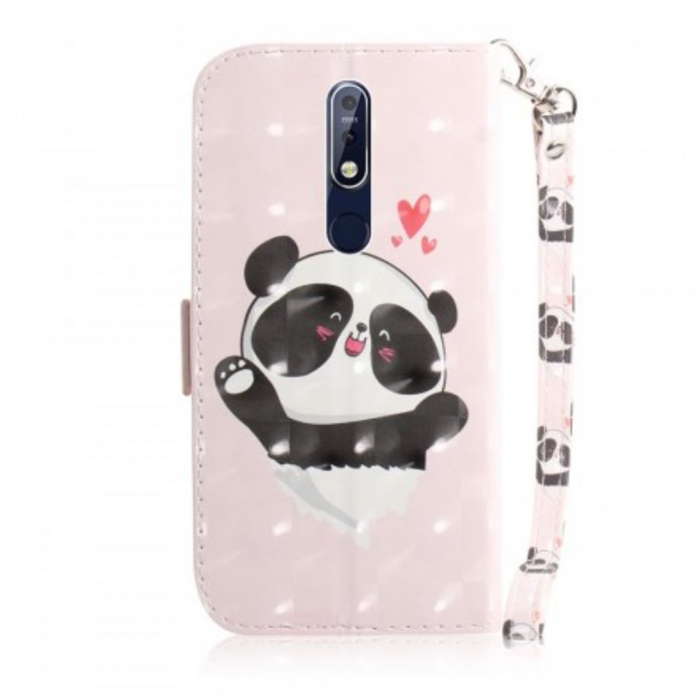 Leren Hoesje voor Nokia 7.1 Met Ketting Pandaliefde Met Riem