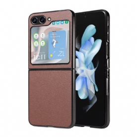 Cover Hoesje Samsung Galaxy Z Flip 6 Telefoonhoesje Discrete Leerstijl