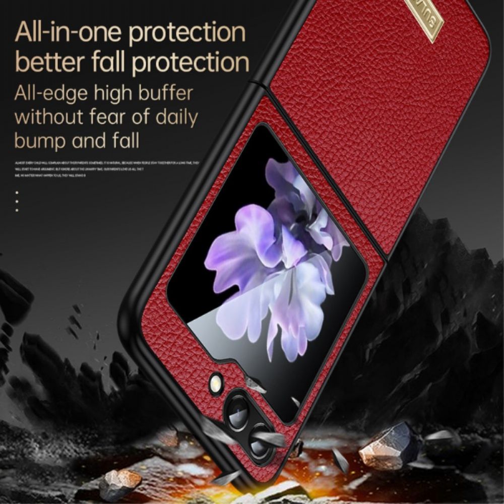 Cover Hoesje Samsung Galaxy Z Flip 6 Telefoonhoesje Litchi-textuur Sulada