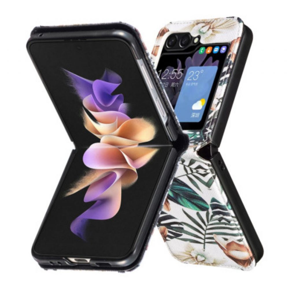 Hoesje Voor Samsung Galaxy Z Flip 6 Bladeren En Bloemen