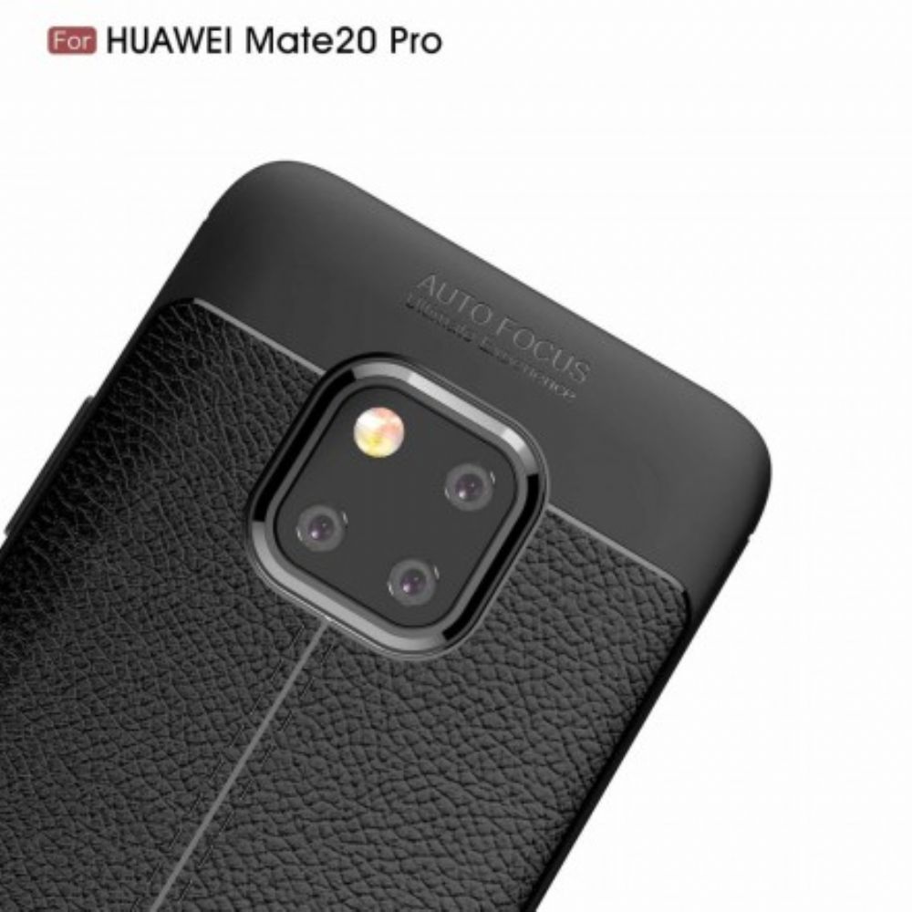 Hoesje voor Huawei Mate 20 Pro Dubbele Lijn Litchi Leder Effect