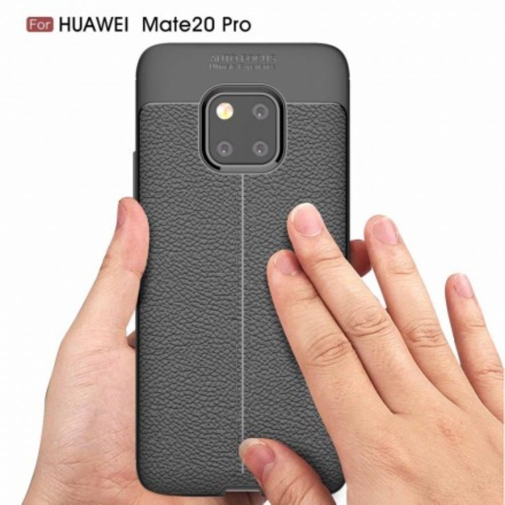 Hoesje voor Huawei Mate 20 Pro Dubbele Lijn Litchi Leder Effect