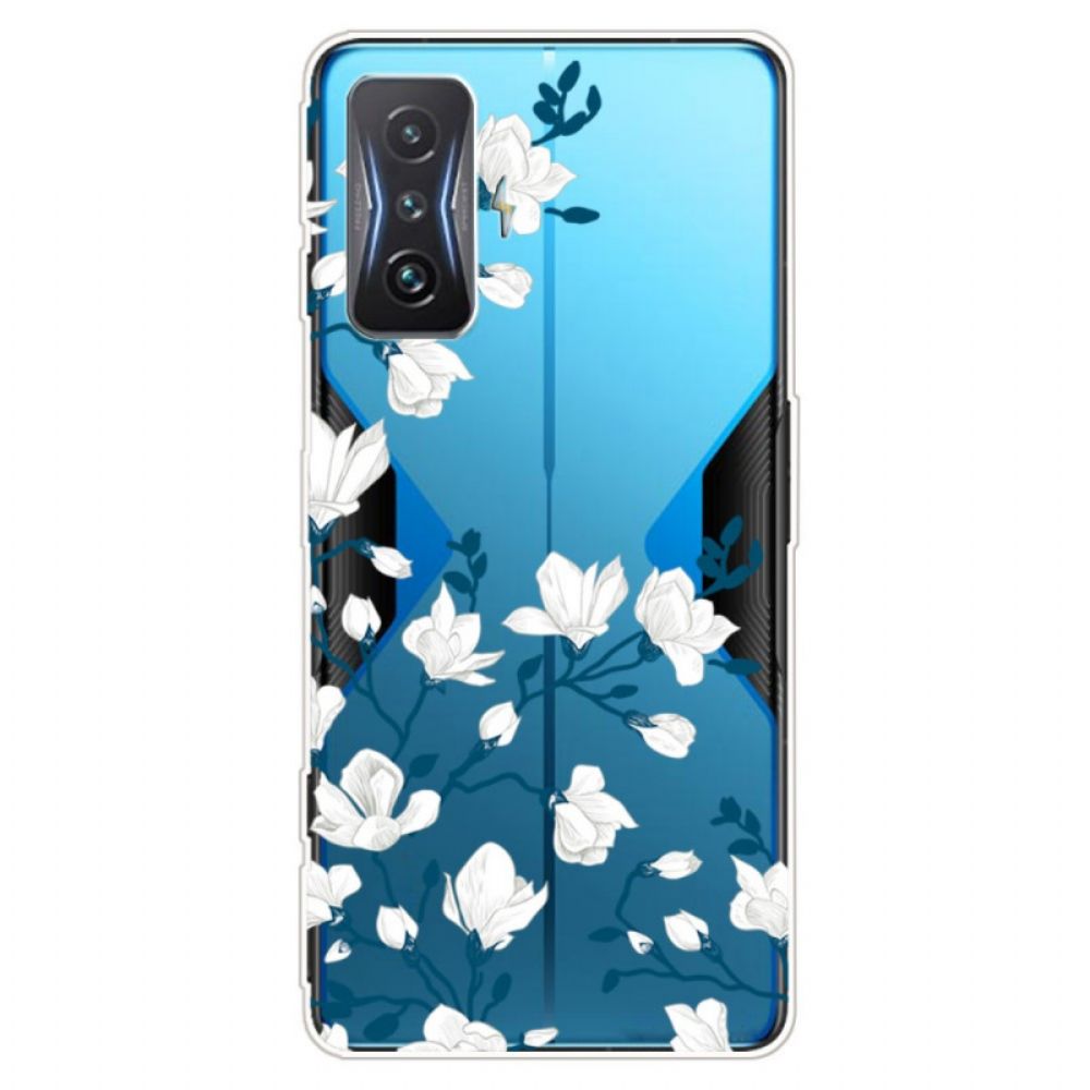 Telefoonhoesje voor Poco F4 GT Transparante Witte Bloemen