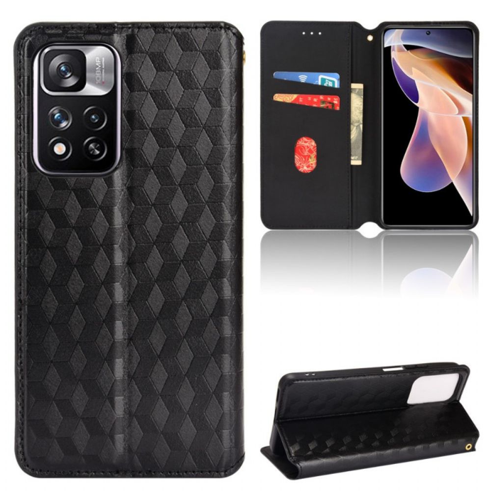 Bescherming Hoesje voor Xiaomi Redmi Note 11 Pro Plus 5G Folio-hoesje 3d-textuur Leereffect