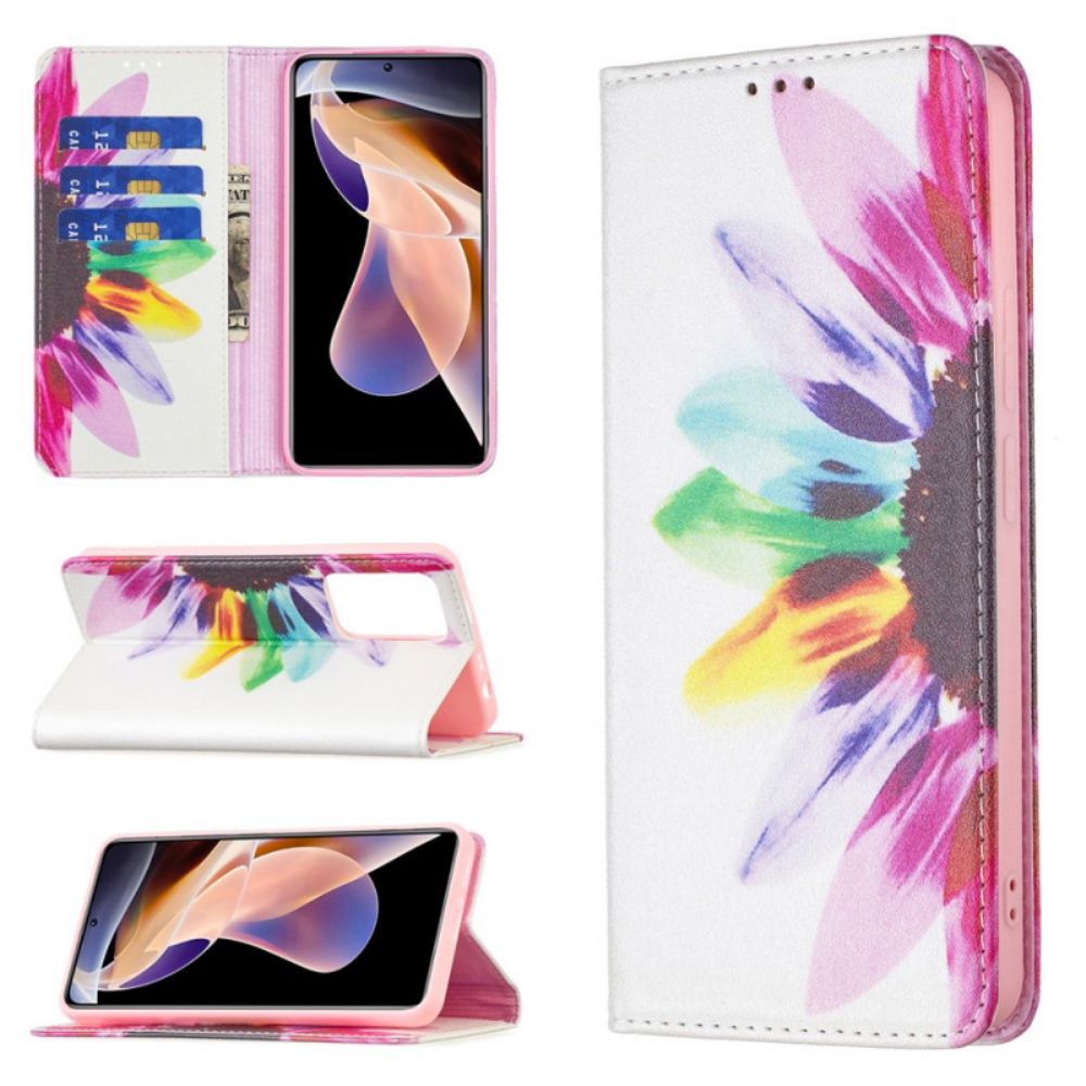 Bescherming Hoesje voor Xiaomi Redmi Note 11 Pro Plus 5G Folio-hoesje Aquarel Bloem