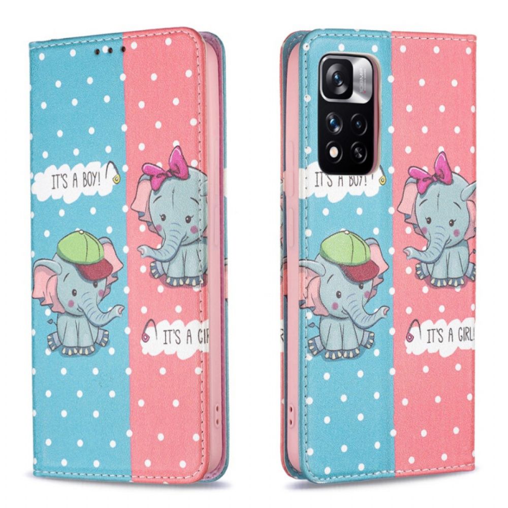 Bescherming Hoesje voor Xiaomi Redmi Note 11 Pro Plus 5G Folio-hoesje Baby Olifanten