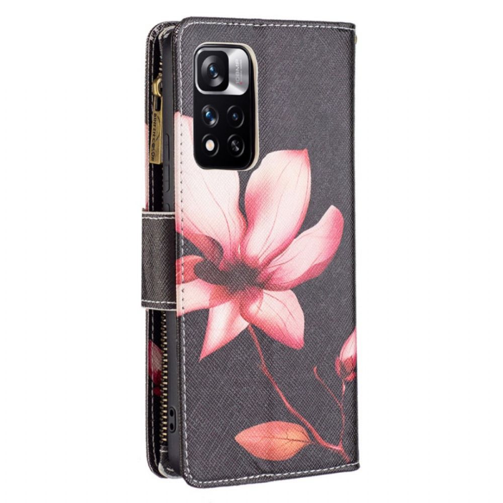 Flip Case voor Xiaomi Redmi Note 11 Pro Plus 5G Bloemzak Met Rits