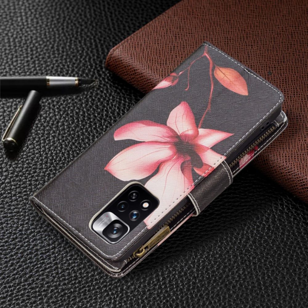 Flip Case voor Xiaomi Redmi Note 11 Pro Plus 5G Bloemzak Met Rits