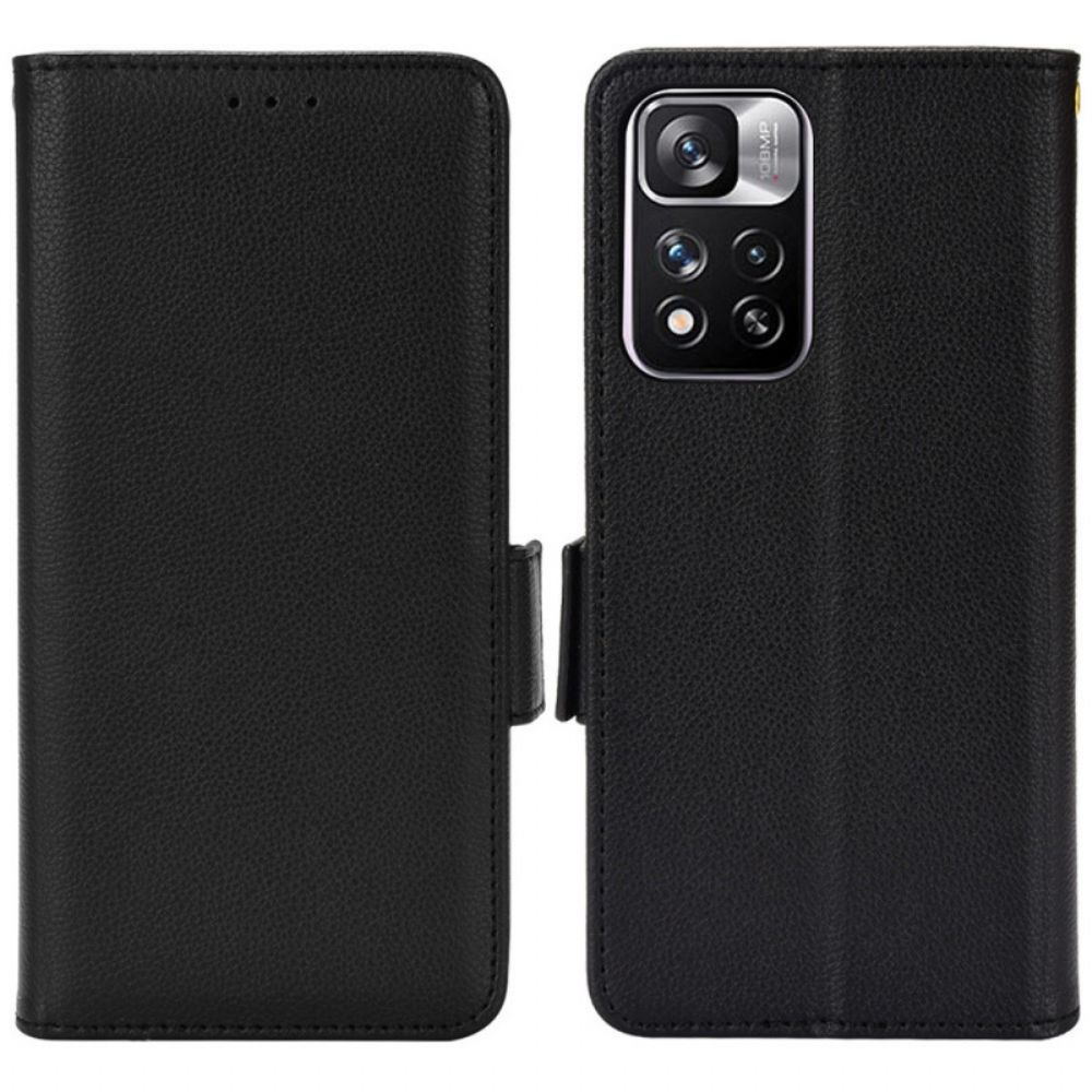 Flip Case voor Xiaomi Redmi Note 11 Pro Plus 5G Litchi Lederen Dubbele Sluiting