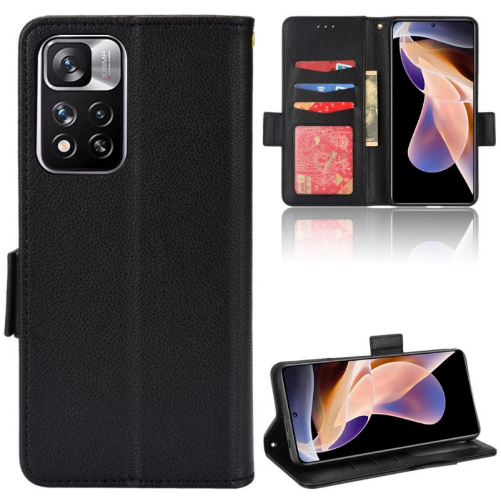 Flip Case voor Xiaomi Redmi Note 11 Pro Plus 5G Litchi Lederen Dubbele Sluiting