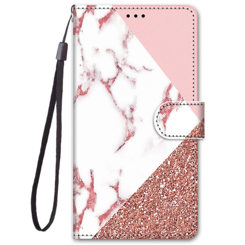 Flip Case voor Xiaomi Redmi Note 11 Pro Plus 5G Marmer En Glitter Driehoek