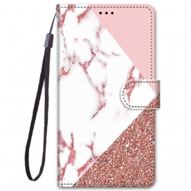 Flip Case voor Xiaomi Redmi Note 11 Pro Plus 5G Marmer En Glitter Driehoek