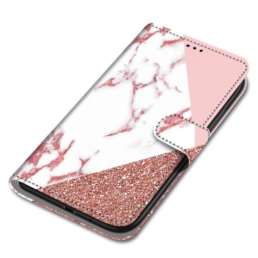 Flip Case voor Xiaomi Redmi Note 11 Pro Plus 5G Marmer En Glitter Driehoek